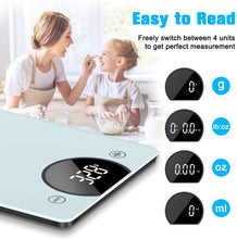 Carica l&#39;immagine nel visualizzatore di Gallery, Bilancia da Cucina, Cocoda Bilancia Cucina Digitale da 10kg, con Precisione di 1g/0,05oz e Funzione Tare, Display a LED e Vetro Temperato, 4 Unità Bilance in g e oz per Cucina (2 Batterie Incluse) Bianco Trasparente