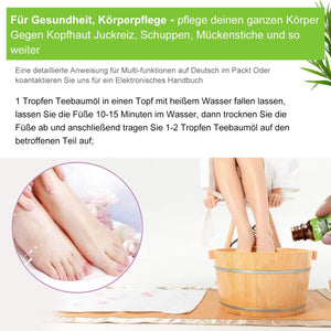 Tea Tree Oil Puro 100% Olio Essenziale di Albero del Tè Naturale - Olio Essenziale Tea Tree Olio di Acne - Anti Acne e Brufoli Trattamento per Pelli Impure, per Aromaterapia Diffusore - 30ml