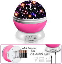 Carica l'immagine nel visualizzatore di Gallery, Moredig - Lampada Proiettore Stelle Bambini, Luce Notturna Bambini con 8 Colori Luci &amp; 360° Rotazione, Luce Notte per Bambini, Neonati, Compleanno, Natale, Halloween, Vivai - Rosa A-rosa
