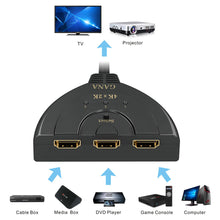 Carica l&#39;immagine nel visualizzatore di Gallery, HDMI Switch 4K, GANA 3 In 1 Uscita hdmi switch 4k, 4k - Ilgrandebazar