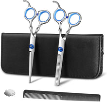 Carica l&#39;immagine nel visualizzatore di Gallery, Set di Forbici Professionali da Parrucchiere in Acciaio Inossidabile Set Forbici per Capelli Barbiere, Forbici per Taglio Capelli con Custodia Forbici Foltire