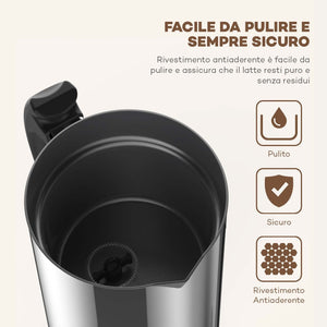 VAVA IT VA-EB008 Montalatte Elettrico Schiumatore Acciaio Inox caffè Argento - Ilgrandebazar