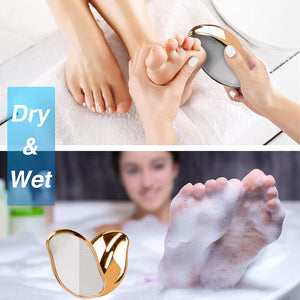 Raspa Piedi Professionale in Vetro Nano Togli Calli Piedi, Bagnata e Asciutta 2 in 1, Veloce, Sicura ed Efficace per la Cura dei Piedi Domestica, Oro
