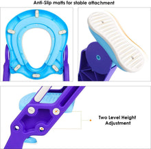 Carica l'immagine nel visualizzatore di Gallery, BAMNY Riduttore WC per Bambini con Scaletta Pieghevole, Kit Toilette Trainer Step Up con Cuscino Tenero Modello Universale (Azzurro)