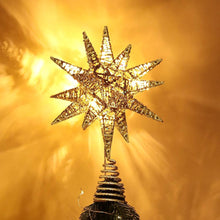 Carica l&#39;immagine nel visualizzatore di Gallery, Luxspire Punte Albero di Natale, Puntale per Albero di Natale, a Forma di Albero con Glitter, Accessori per Albero di Natale, a 2 AA Batterie, Decorazione per Natale Festa Casa, Champagne Oro