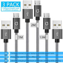 Carica l'immagine nel visualizzatore di Gallery, Gritin Cavo Micro USB, [3 Pezzi:1m,1.5m,2m] Nylon Intrecciato Cavo USB Micro USB-Trasferimento Dati e Ricarica per Android, Samsung, Nexus, LG, Sony, HTC, Motorola, Kindle, Nokia e Altri(Grigio)