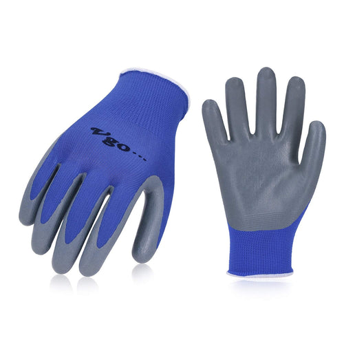 Vgo,10 paia, Guanti, guanti da lavoro e giardinaggio in nitrile, 9/L, Blu
