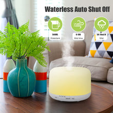 Carica l&#39;immagine nel visualizzatore di Gallery, 500ml Diffusore di Oli Essenziali, Senza BPA Umidificatore ad Ultrasuoni con Telecomando e 7 Diverse Luci Mutevoli -Spegnimento Automatico Senza Acqua