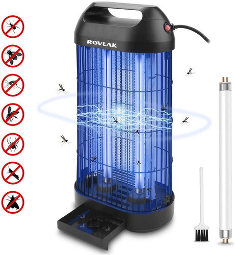 ROVLAK Lampada Antizanzare Elettrica Zanzariera Elettrica Silenziosa Lampada Antizanzare Insetticida con Luce UV da 18W Lampada Anti Zanzare per Cucina Soggiorno Camera dei Bambini, Nero