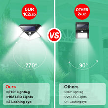 Carica l'immagine nel visualizzatore di Gallery, Luce Solare led Esterno【270°Angolo Illuminazione-2200mAh】QTshine 162LED Lampada Solare con Sensore di Movimento Luci Solari Esterno 3 Modalità Lampade Solari Impermeabile per Giardino-2 Pezzi