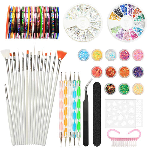Nail Art Design Set Kit Pennelli Decorazioni Adesivi Nastro Art-2 - Ilgrandebazar