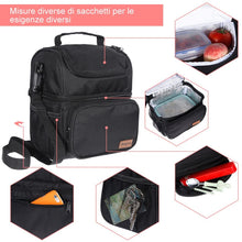 Carica l'immagine nel visualizzatore di Gallery, Anpro Borsa Termica, Borsa Pranzo con Tracolla,Borse Porta Alimenti per Scuola,Campeggio,Ufficio 40cm