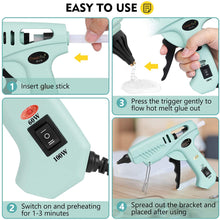 Carica l&#39;immagine nel visualizzatore di Gallery, Magicfly Pistola Colla a Caldo con 15 Stick di Colla, Pistola a Colla Grilletto Flessibile Per Fai Da Te Arti, Piccole Riparazioni e Mestieri Progetti, 60W/100W, Verde