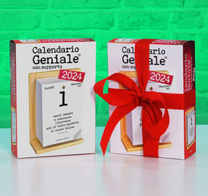 Calendario Geniale 2024. L'Originale. Supporto Legno di Abete Naturale Biologico. Idea Regalo. Il Primo con Bonus digitali. Leggi ogni giorno una frase e il pensiero Filosofico. Calendario con scatola
