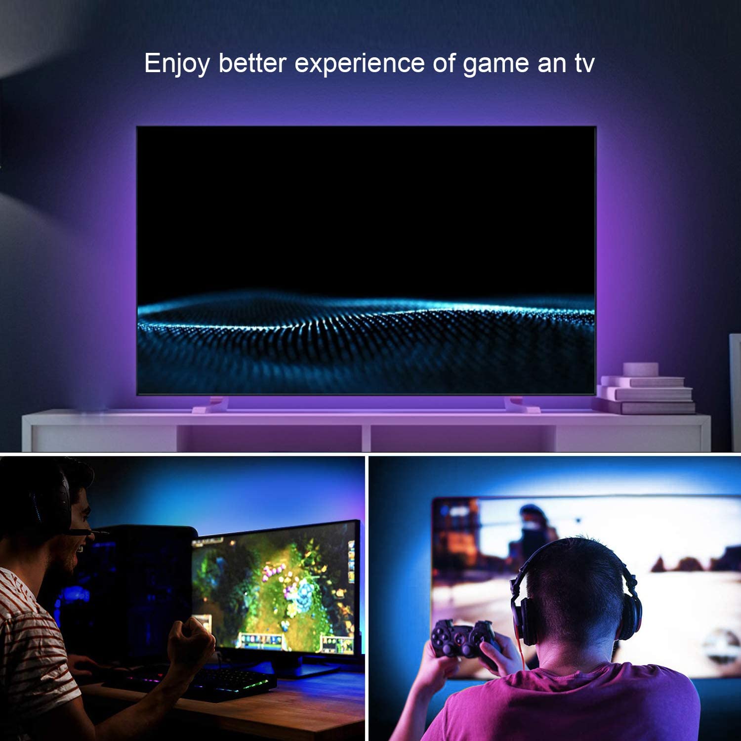 USB Striscia LED TV, TASMOR 2M Retroilluminazione TV LED Striscia Rgb 16 Colori E 4 Modalita Rgb Nastri Led Per Hdtv Da 40 60 Pollici Pc Monitor Ecc - Foto 11