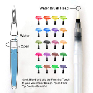 Amteker Brush Pen Lettering 20 Acquerelli Penne + 1 Pennello Multicolore - Ilgrandebazar