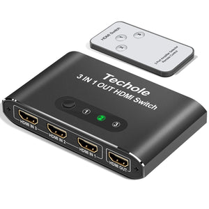 HDMI Switch, Techole Alluminio Splitter 3 In 1 Uscita con Telecomando,... - Ilgrandebazar