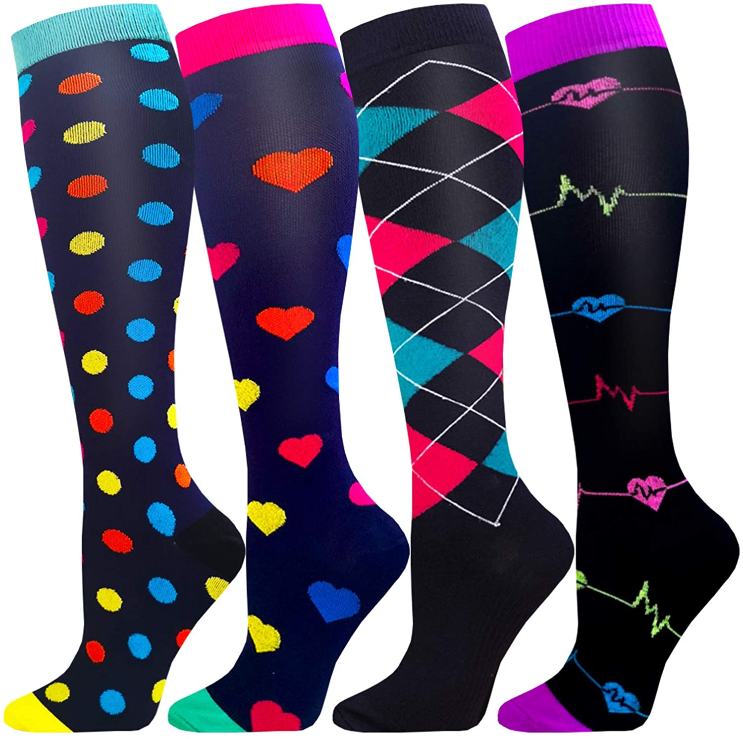 ACTINPUT Calze Compressione Graduata Donna Uomo,4 Paia Calze