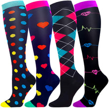 Carica l'immagine nel visualizzatore di Gallery, ACTINPUT Calze Compressione Graduata Donna Uomo,4 Paia Calze Elastiche Sportive per Sport, Corsa, Escursioni, Viaggi in Aereo, Giri in Bici, Infermieri