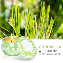 Carica l&#39;immagine nel visualizzatore di Gallery, SCENTORINI 8 Candele Citronella Repellenti per Zanzare per Interni ed Esterni, Tempo di Combustione 15 Ore per Candela