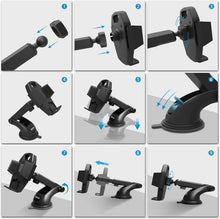 Carica l'immagine nel visualizzatore di Gallery, Beikell Supporto Auto Smartphone, Supporto per Telefono per Auto [360 Gradi di Rotazione] con Cruscotto Regolabile e Supporto per Braccio Estensibile per Auto Forte Rilievo in Gel Appiccicoso Nero
