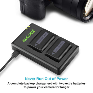 Neewer fotocamera NP-FW50 caricabatterie set per 8.9 x 6.8 x 1.1 inches, Nero - Ilgrandebazar