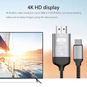 Kdely Cavo Type C HDMI 4K USB C Tipo C per MacBook Pro/Air, Grigio nero - Ilgrandebazar