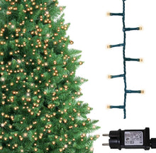 Carica l&#39;immagine nel visualizzatore di Gallery, ANSIO Luci natalizie per interni e esterno 1000 LED albero luci Bianco Caldo, 8 modalità con memoria e funzione timer, alimentate, trasformatore incluso 25m Lunghezza illuminata- CAVO VERDE