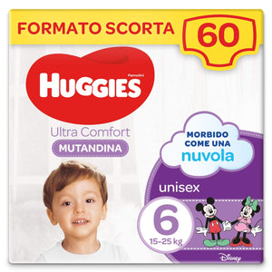 Huggies Ultra Comfort Pannolini Mutandina, Taglia 6 (15-25 Kg), Confezione da 60 Pannolini Mutandina 6 60