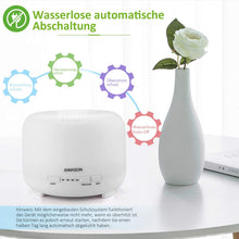 Carica l'immagine nel visualizzatore di Gallery, Diffusore di Oli Essenziali, AIMASON 500ml Diffusore di Aromicon modalità regolabile, senza BPA, timer e spegnimento automatico , Diffusore Ambiente Luci Notturne 7 Colori, Senza BPA, Bianco