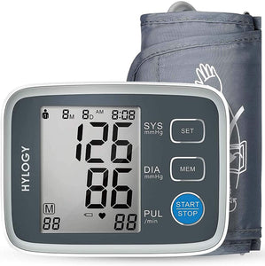 HYLOGY Misuratore Pressione da Braccio Digitale, Sfigmomanometro da Braccio Pressione Arteriosa, Grande Schermo LCD, 2 * 90 Posizioni di Memoria (grigio) (GRIGIO)