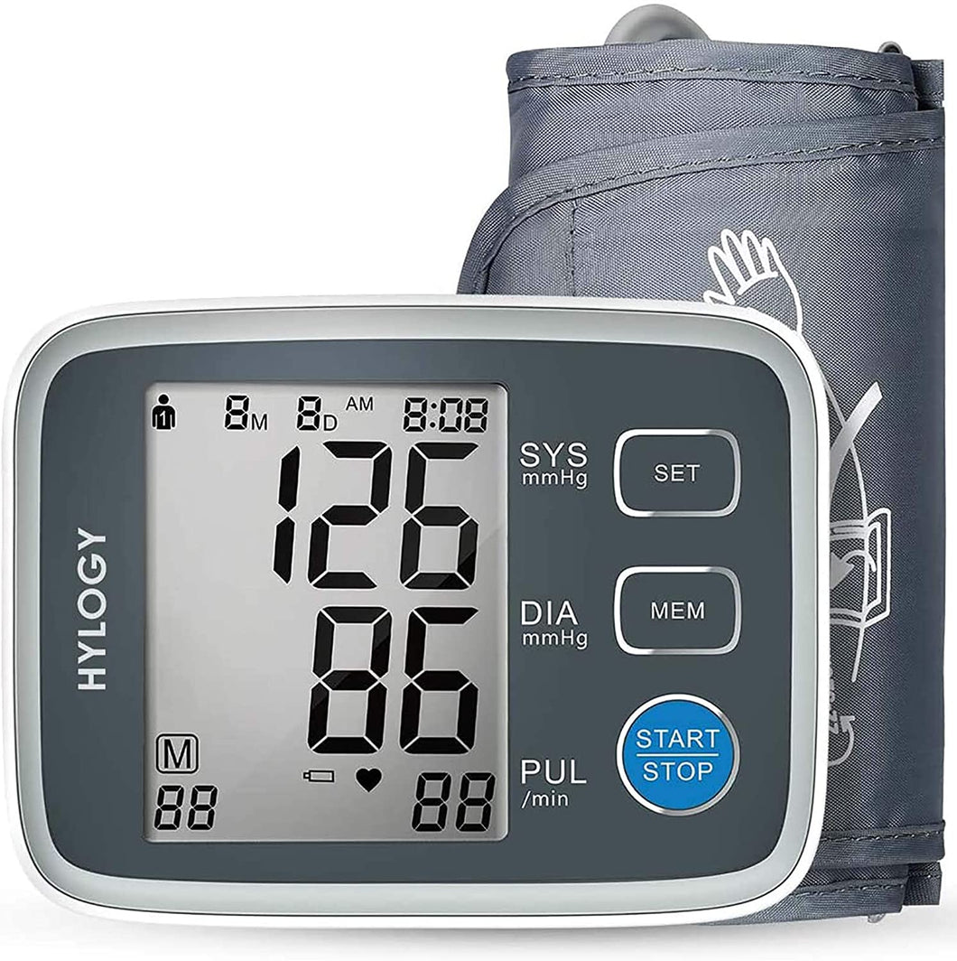 HYLOGY Misuratore Pressione da Braccio Digitale, Sfigmomanometro da Braccio Pressione Arteriosa, Grande Schermo LCD, 2 * 90 Posizioni di Memoria (grigio) (GRIGIO)