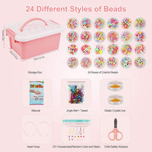 Carica l'immagine nel visualizzatore di Gallery, Herefun Perline Colorate Kit, Perline e Creazione di Gioielli Set di Perline Fai da Te Braccialetti Necklace Fai da Te Set, Perline Arte dei Bambini con Scatola Fare Perline per Ragazze