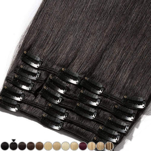 Rich Choices Extension Capelli Veri Clip Full Head Remy Human Hair Extensions Clip 8 Fasce Naturalei Lunga 20cm Pesa 65g, #1B Nero Naturale 20 cm (65 g) #1B Nero Naturale
