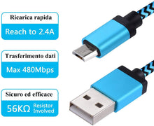Carica l'immagine nel visualizzatore di Gallery, Aione Cavo Micro USB [3 Pezzi, 2m],Cavo Android Nylon Intrecciato, Carica Rapida USB Caricatore Compatibile con Samsung A10/S7/S6/S5/J7/J5/J4/J3,Huawei P Smart /P8 P9 P10 Lite,Xiaomi Note 5,HTC,LG,PS4
