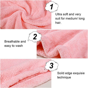 Asciugamano Capelli a Turbante, Capelli asciutti Asciugamani in Microfibra Asciugacapelli Rapida, Asciugatura Rapida Assorbimento Acqua Asciugatura Capelli Cottone Femmina Cuffia Doccia ( lot de 3)