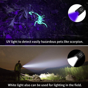 Torcia Tattica UV 2 in 1, a LED con 500LM, di UV+Bianco Luce - Ilgrandebazar