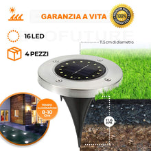 Carica l&#39;immagine nel visualizzatore di Gallery, [GARANZIA A VITA] 4 Pezzi, Luce Solare da Giardino 16 LED Fredda