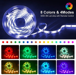 Striscia LED 3M, Hually 90 LEDs Strisce LED RGB 5050 con Telecomando RF,Sincronizza con la musica, 4 Modalità, Impermeabile USB alimentata LED Striscia per Decorazioni, Cucina, Festa, Natale, Bar ecc