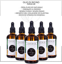 Carica l&#39;immagine nel visualizzatore di Gallery, Olio di Ricino 100ml, Bottiglia di vetro, 100% Puro Spremuto a Freddo, Stimola la Crescita dei Capelli, Ciglia e Sopracciglia, Rinforza le unghie. Un ottimo rimedio per la tua pelle. Set di Pennelli