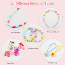 Carica l'immagine nel visualizzatore di Gallery, Herefun Perline Colorate Kit, Perline e Creazione di Gioielli Set di Perline Fai da Te Braccialetti Necklace Fai da Te Set, Perline Arte dei Bambini con Scatola Fare Perline per Ragazze
