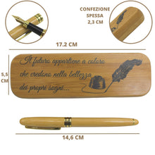 Carica l&#39;immagine nel visualizzatore di Gallery, Amore Legno Sforza Penna Stilografica Elegante, Idee Regalo Uomo e Donna, Regali Laurea Compleanno con Frasi Motivazionali, Scatola in Legno di Bamboo (A)