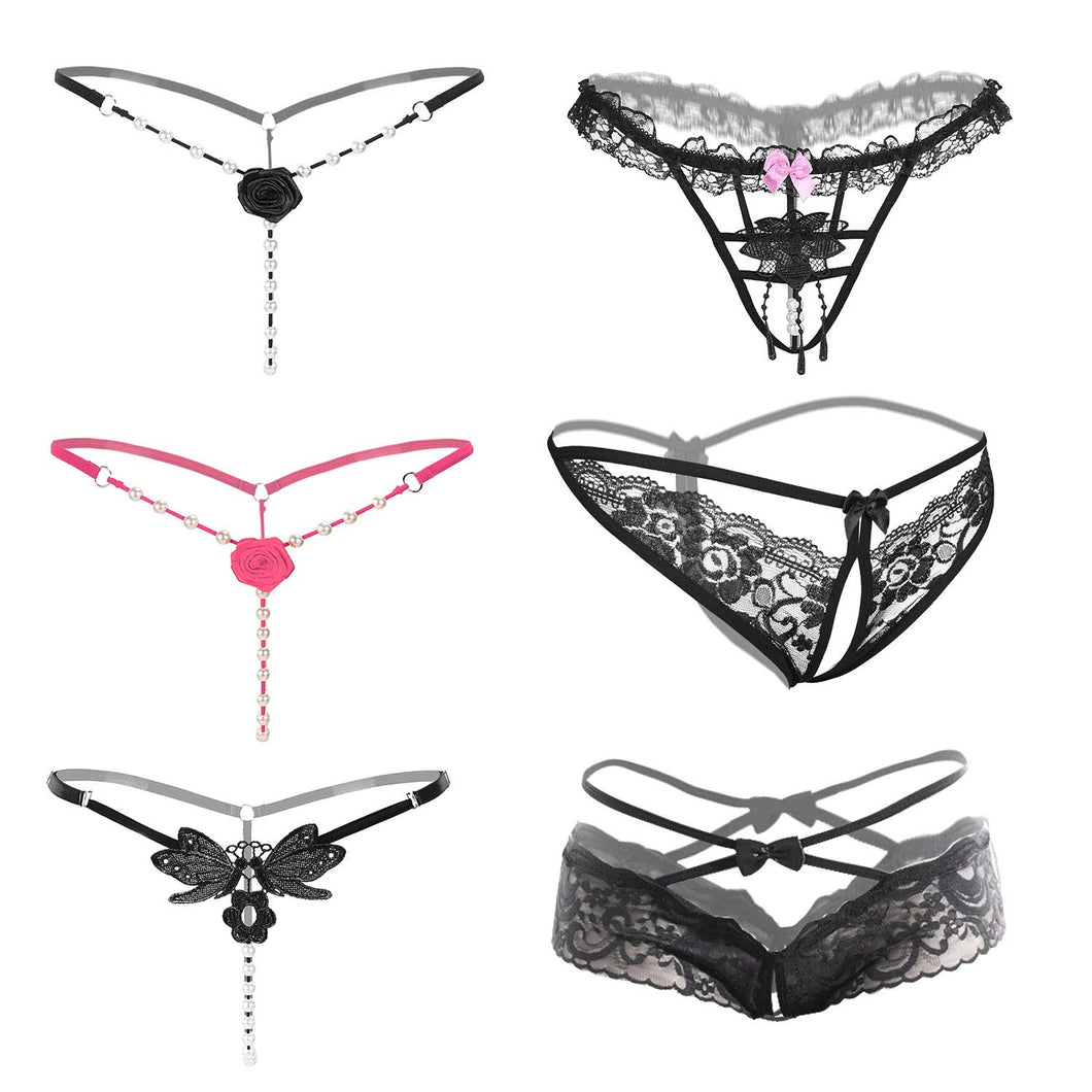 MOOKLIN 6 Pezzi Mutande Sexy Elastiche Perizoma Donna con Pizzi Floreali e...