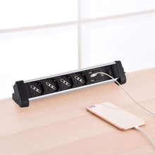 Carica l&#39;immagine nel visualizzatore di Gallery, Electraline 61905 Multipresa 4 Posti 4 + 3USB, Nero/Argento - Ilgrandebazar