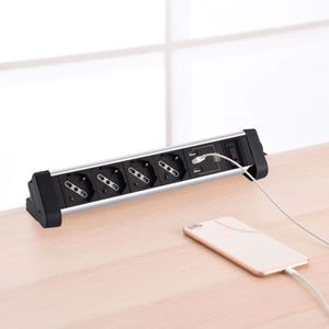 Electraline 61905 Multipresa 4 Posti 4 + 3USB, Nero/Argento - Ilgrandebazar