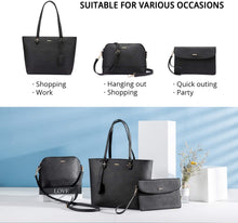 Carica l'immagine nel visualizzatore di Gallery, Borsa Donna Set Tracolla Spalla Borse a Mano Grande Progettista Medio Grande Moda Elegante 3 Pezzi Tote Crossbody Clutch Nero