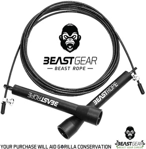 Corda per saltare della Beast Gear - Corda veloce per Crossfit, Pugilato, MMA. Peso leggero con lunghezza regolabile e meccanismo a cuscinetto a sfera resistente – Perfetta per i Double Unders