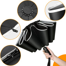 Carica l&#39;immagine nel visualizzatore di Gallery, Ombrello Inverso Automatico, Ombrello Pieghevole Antivento, Ombrello Grande da Pioggia 10 Stecche Rinforzate per Uomo Donna, Diametro 105cm (Nero)