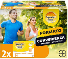 Carica l&#39;immagine nel visualizzatore di Gallery, Supradyn Integratore Multivitaminico Magnesio e Potassio, con 5 Vitamine, Per Afa, Caldo, Attività Fisica e Supporto Funzione Muscolare, Maxi Formato 24 + 24 Bustine, 200 Ml