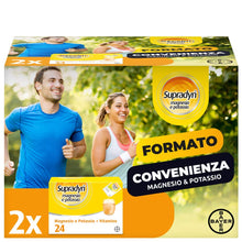 Carica l&#39;immagine nel visualizzatore di Gallery, Supradyn Integratore Multivitaminico Magnesio e Potassio, con 5 Vitamine, Per Afa, Caldo, Attività Fisica e Supporto Funzione Muscolare, Maxi Formato 24 + 24 Bustine, 200 Ml